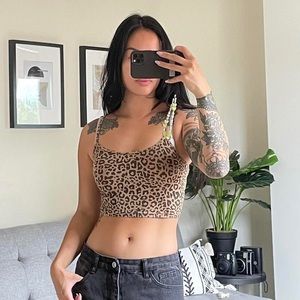 Tna leopard print spaghetti strap size small